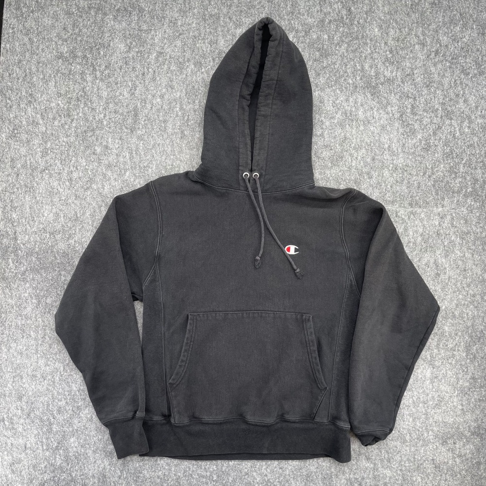 Champion Reverse Weave Hoodie Small Faded Black Sweatshirt Pullover